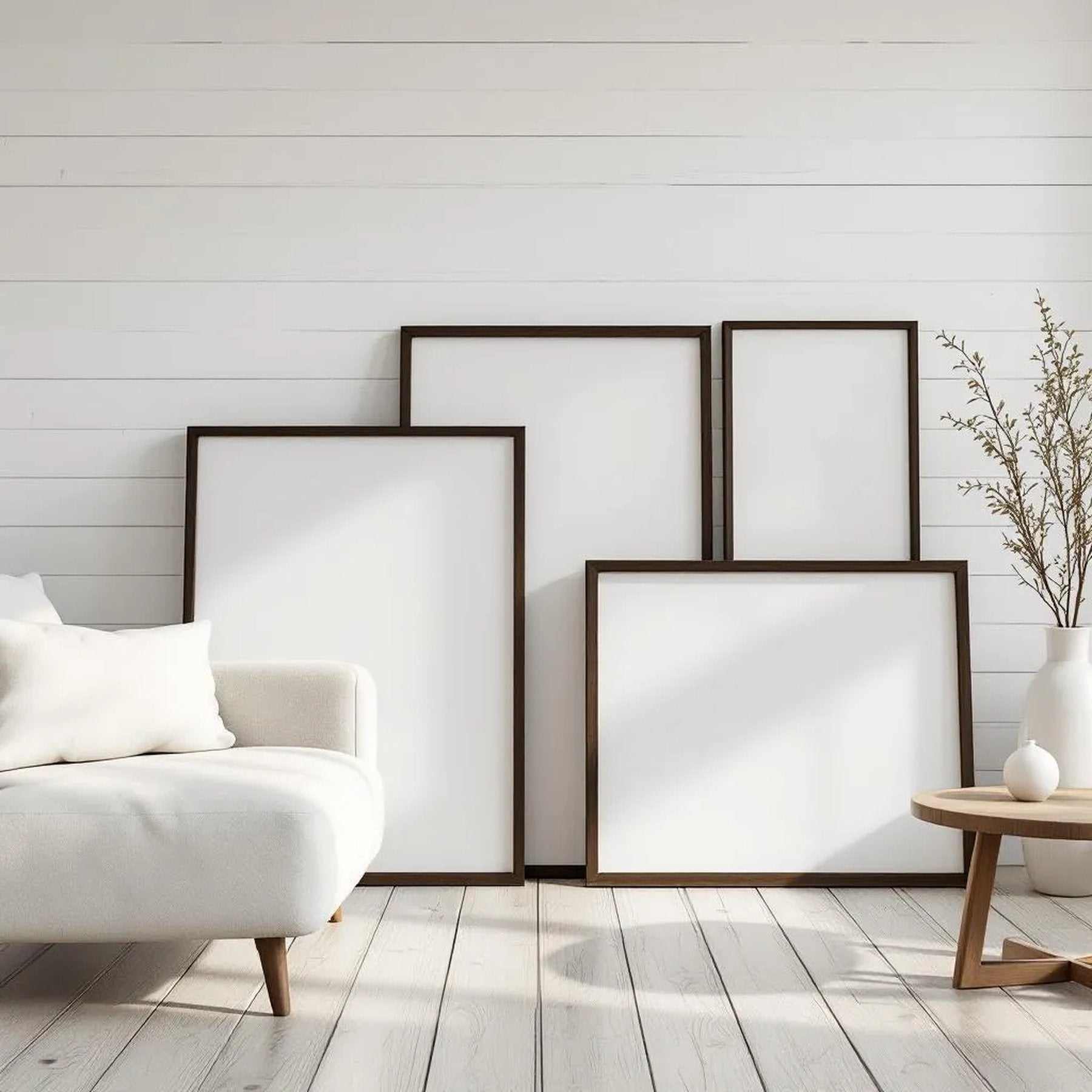 Farmhouse Editorial Room Mockup — Plain Square Frame Square 1:1 — Perspective View — #04441 | MockupBulk