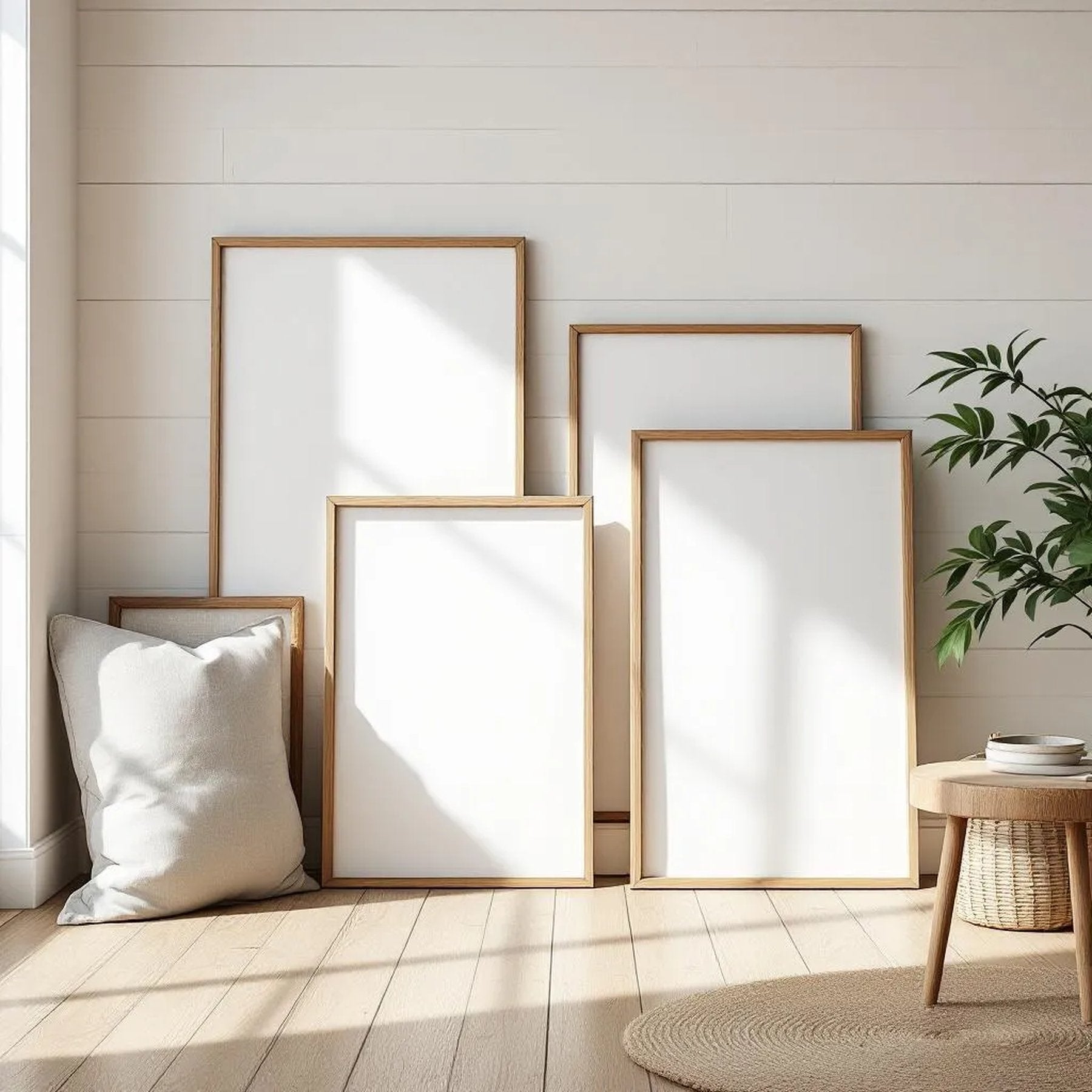 Farmhouse Interior Frame Mockup — Plain Square Frame Square 1:1 — Perspective View — #04444 | MockupBulk