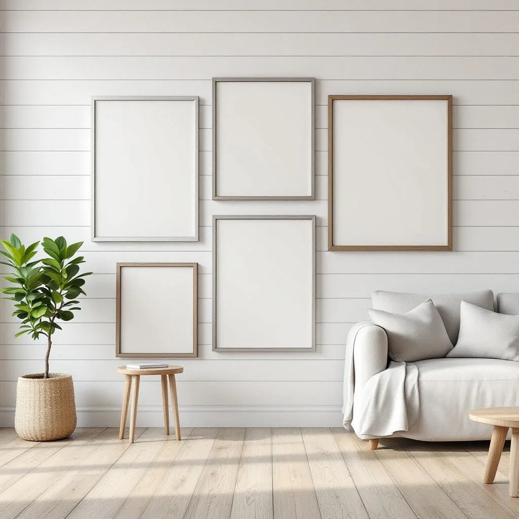 Farmhouse Interior Frame Mockup — Plain Square Frame Square 1:1 — Perspective View — #04447 | MockupBulk