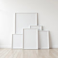 White Gallery Wall Lifestyle Frame Mockup — Plain Square Frame Square 1:1 — Perspective View — #04299 | MockupBulk