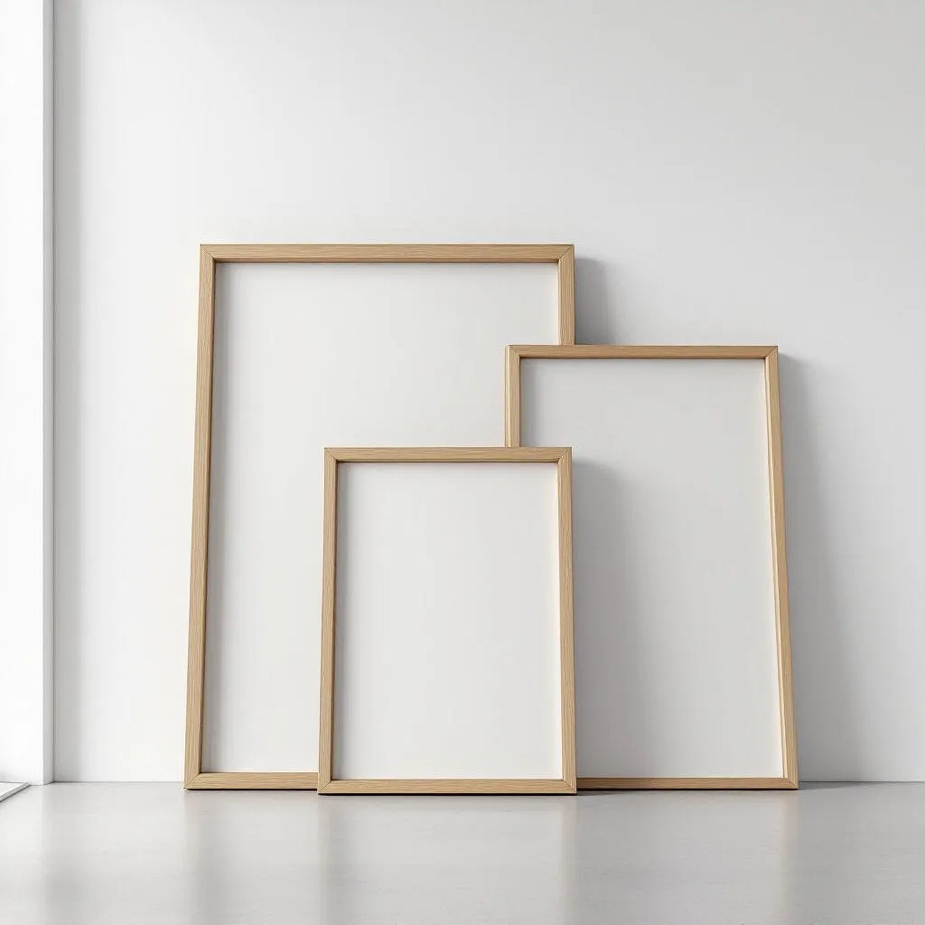 White Gallery Wall Premium Interior Mockup — Plain Square Frame Square 1:1 — Perspective View — #04300 | MockupBulk