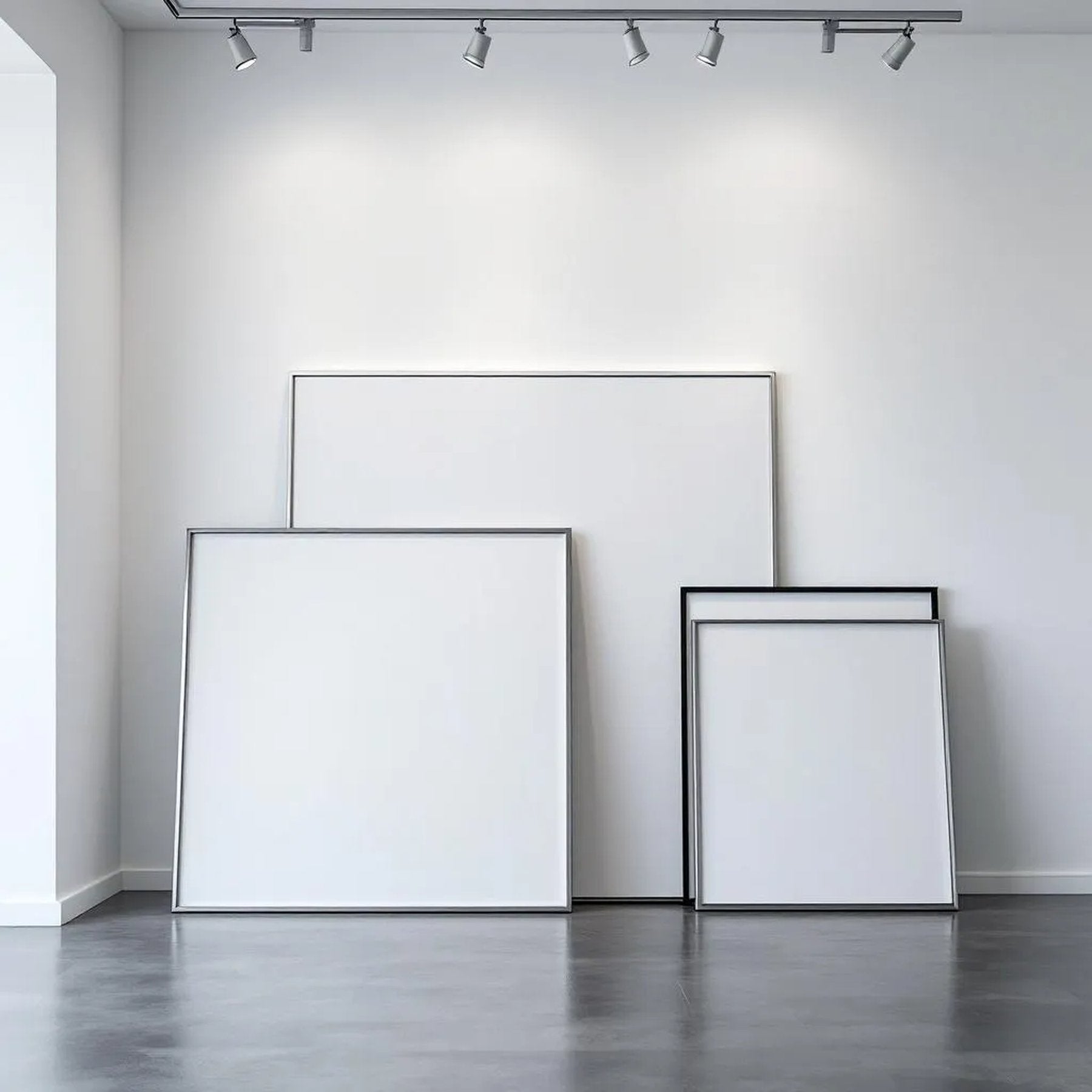 White Gallery Wall Frame Display Mockup — Plain Square Frame Square 1:1 — Perspective View — #04303 | MockupBulk