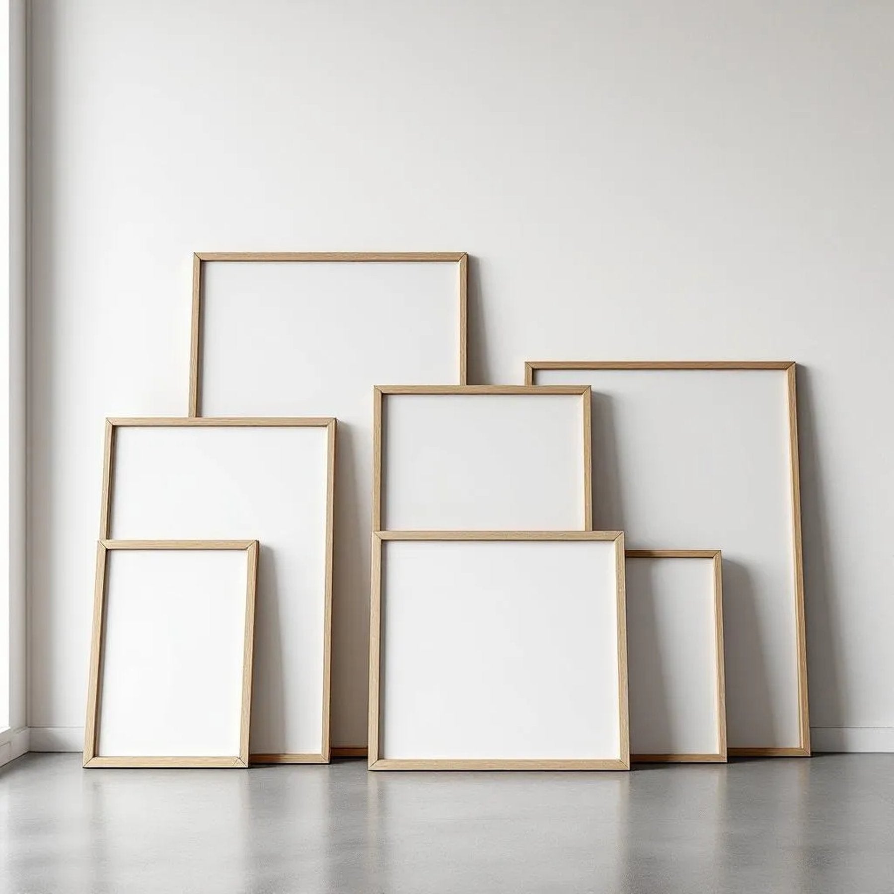White Gallery Wall Room Scene Mockup — Plain Square Frame Square 1:1 — Perspective View — #04304 | MockupBulk