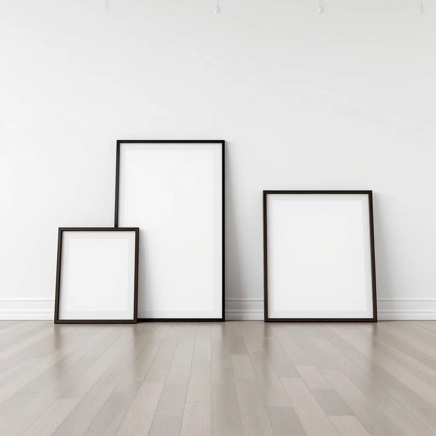White Gallery Wall Frame Display Mockup — Plain Square Frame Square 1:1 — Perspective View — #04305 | MockupBulk