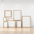 White Gallery Wall Wall Art Mockup — Plain Square Frame Square 1:1 — Perspective View — #04308 | MockupBulk