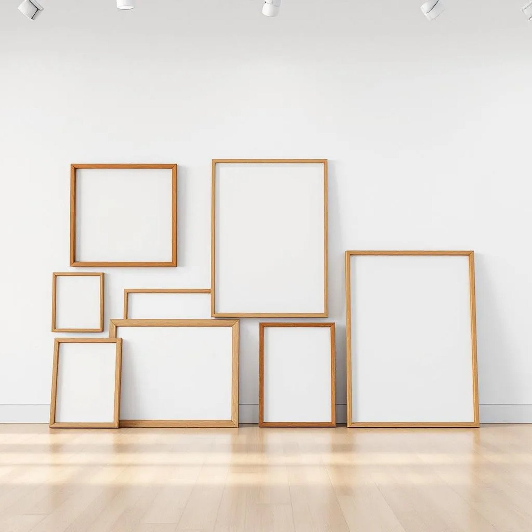 White Gallery Wall Wall Art Mockup — Plain Square Frame Square 1:1 — Perspective View — #04308 | MockupBulk