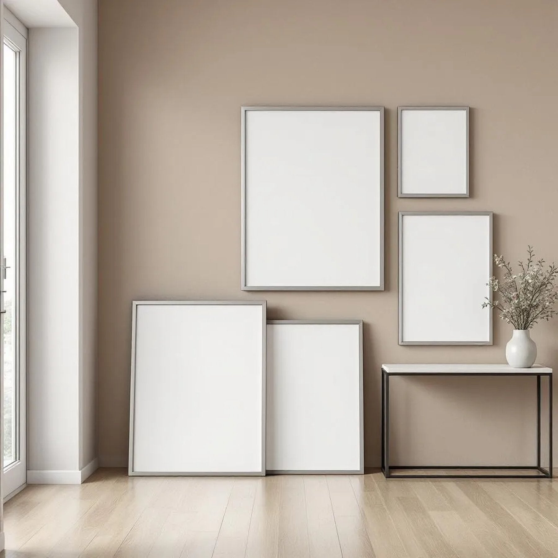 Hallway Professional Frame Mockup — Plain Square Frame Square 1:1 — Perspective View — #04351 | MockupBulk