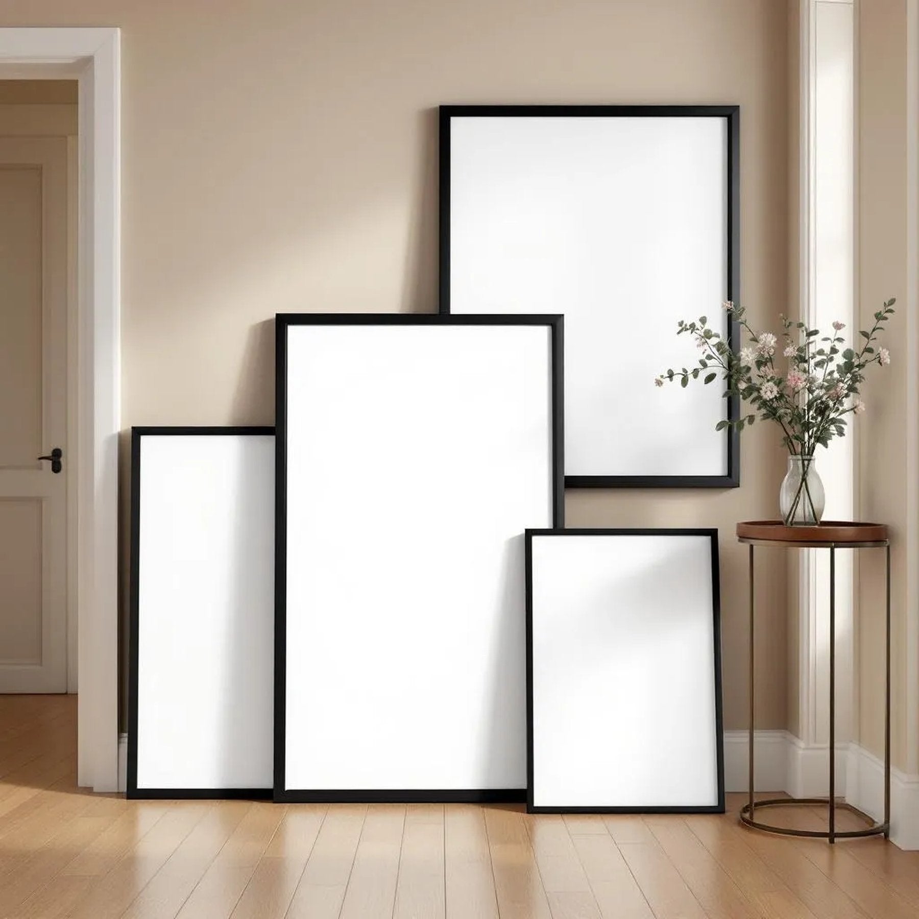 Hallway Editorial Room Mockup — Plain Square Frame Square 1:1 — Perspective View — #04354 | MockupBulk