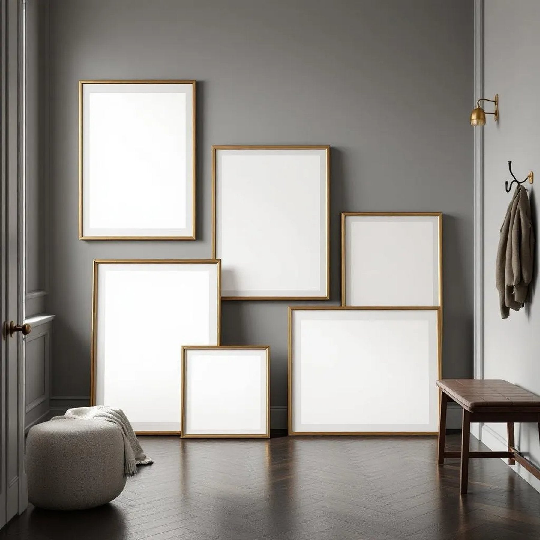 Hallway Professional Frame Mockup — Plain Square Frame Square 1:1 — Perspective View — #04358 | MockupBulk