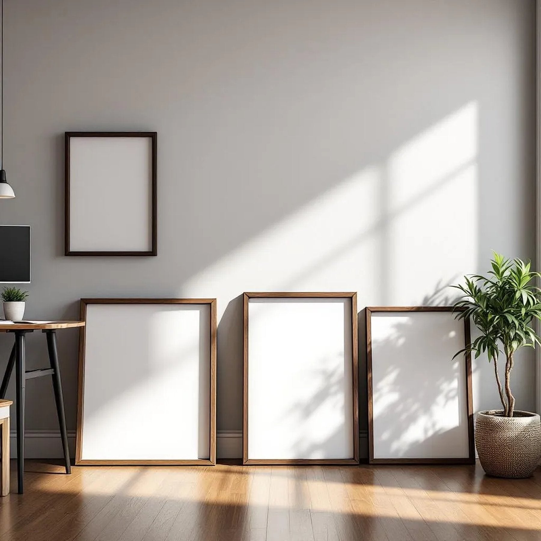 Home Office Wall Art Mockup — Plain Square Frame Square 1:1 — Perspective View — #04341 | MockupBulk