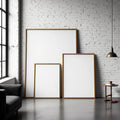 Industrial Loft Wall Art Mockup — Plain Square Frame Square 1:1 — Perspective View — #04260 | MockupBulk