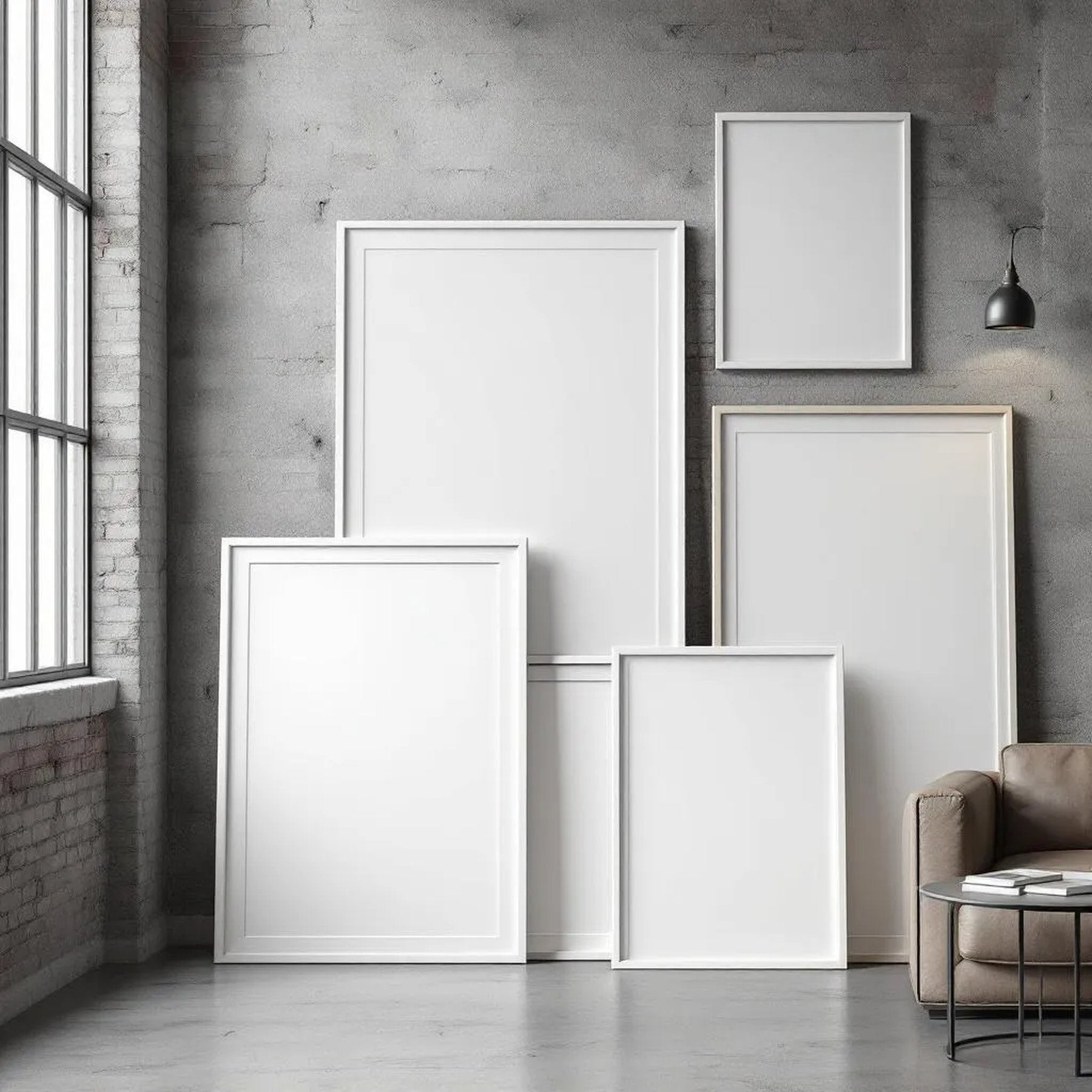 Industrial Loft Professional Frame Mockup — Plain Square Frame Square 1:1 — Perspective View — #04267 | MockupBulk