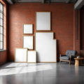 Industrial Loft Professional Frame Mockup — Plain Square Frame Square 1:1 — Perspective View — #04268 | MockupBulk