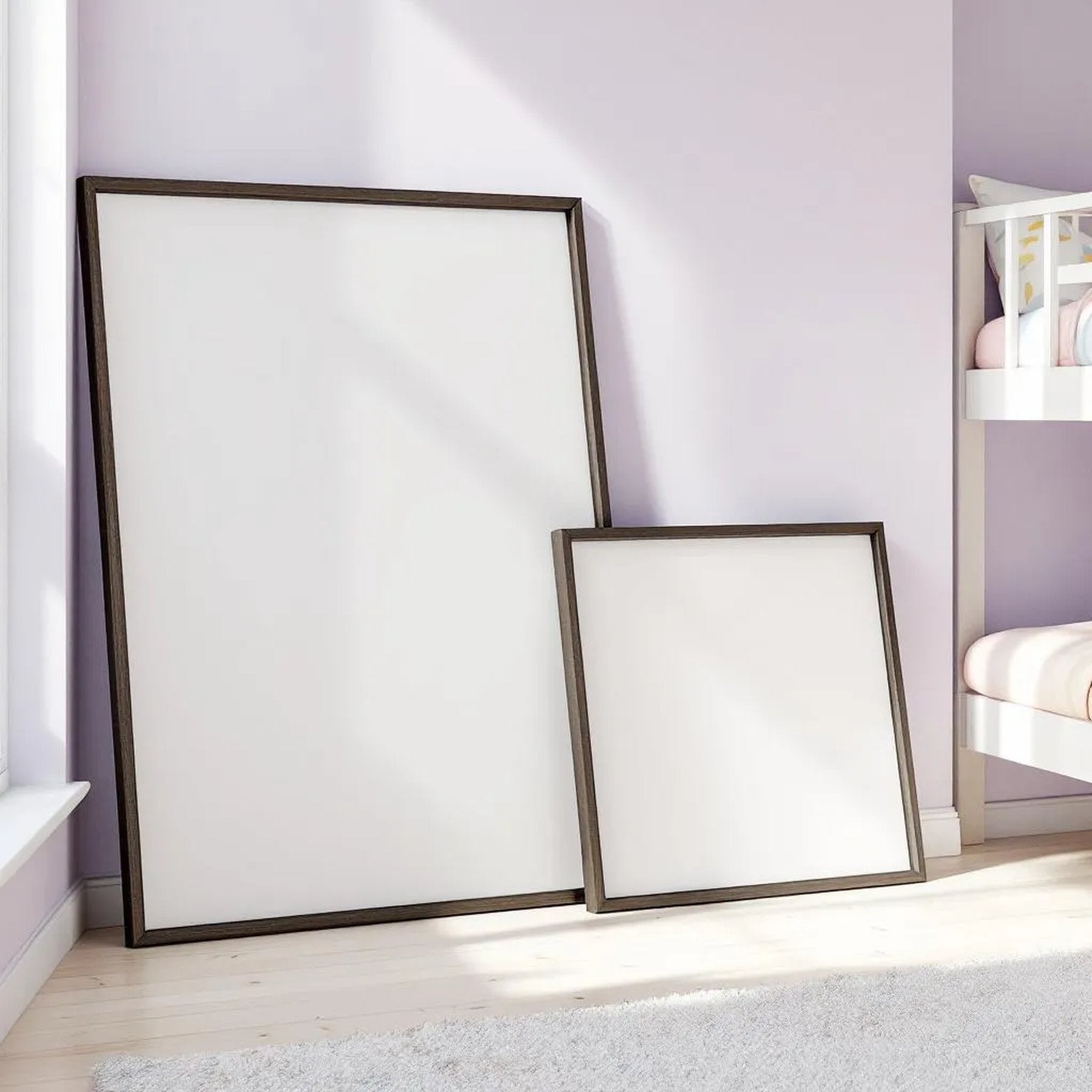 Kids Room Lifestyle Frame Mockup — Plain Square Frame Square 1:1 — Perspective View — #04329 | MockupBulk