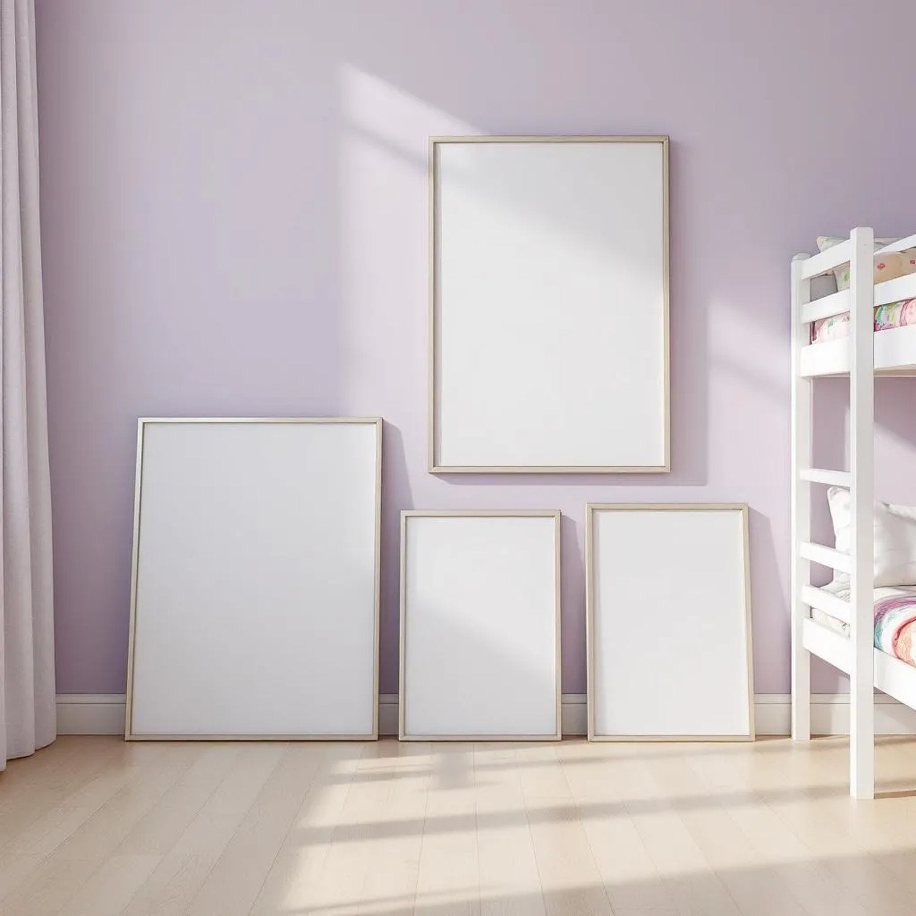 Kids Room Lifestyle Frame Mockup — Plain Square Frame Square 1:1 — Perspective View — #04335 | MockupBulk