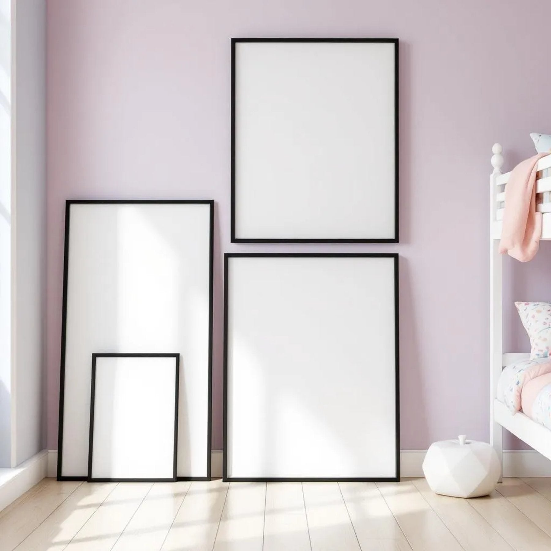 Kids Room Premium Interior Mockup — Plain Square Frame Square 1:1 — Perspective View — #04338 | MockupBulk