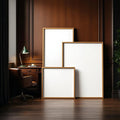 Library & Study Interior Frame Mockup — Plain Square Frame Square 1:1 — Perspective View — #04400 | MockupBulk