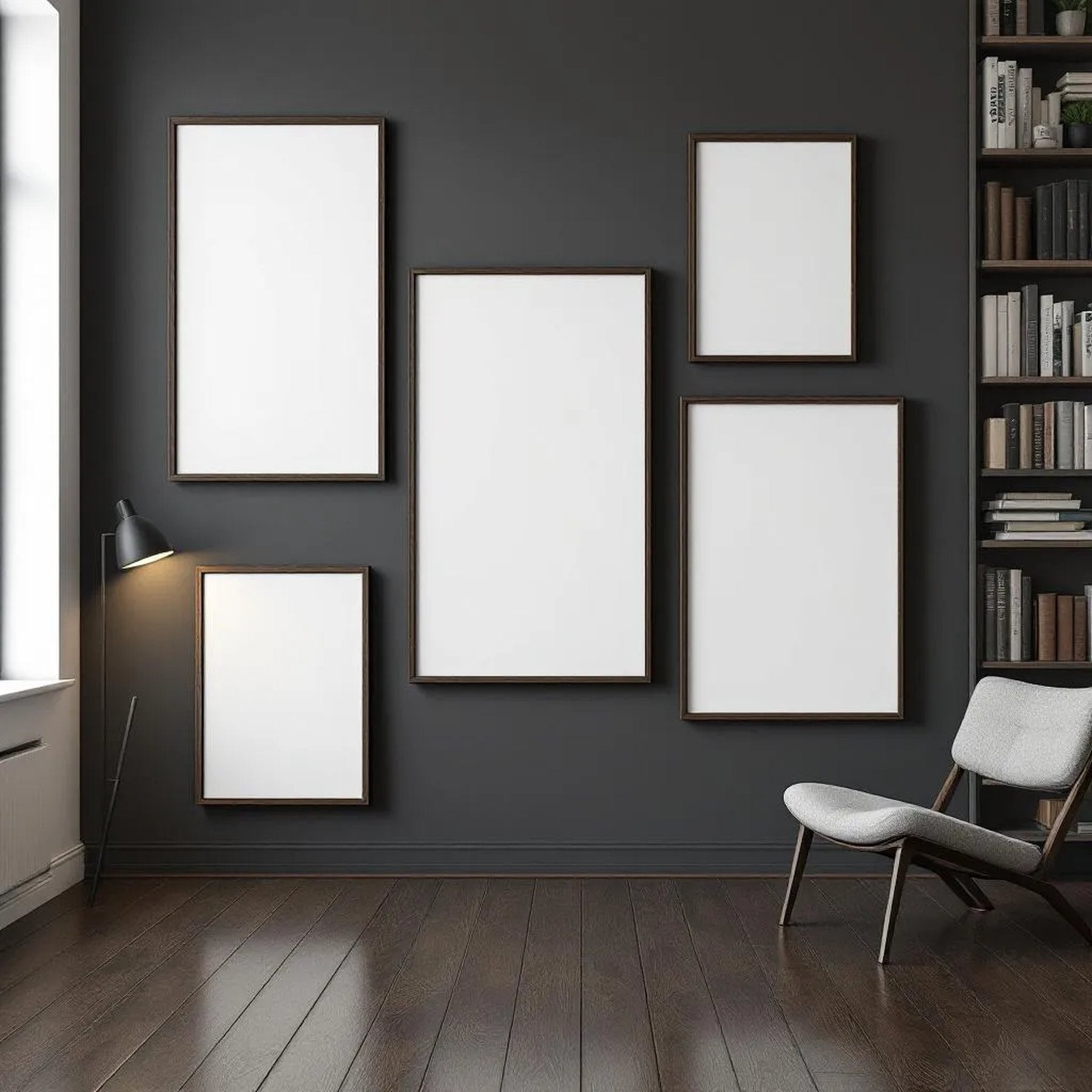 Library & Study High-Res Frame Mockup — Plain Square Frame Square 1:1 — Perspective View — #04401 | MockupBulk