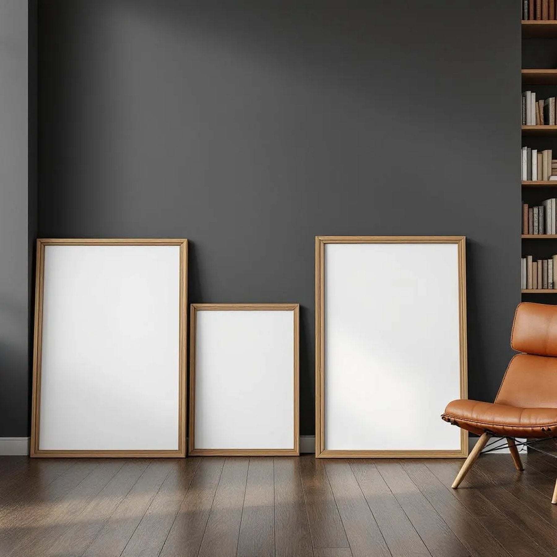 Library & Study Frame Display Mockup — Plain Square Frame Square 1:1 — Perspective View — #04404 | MockupBulk