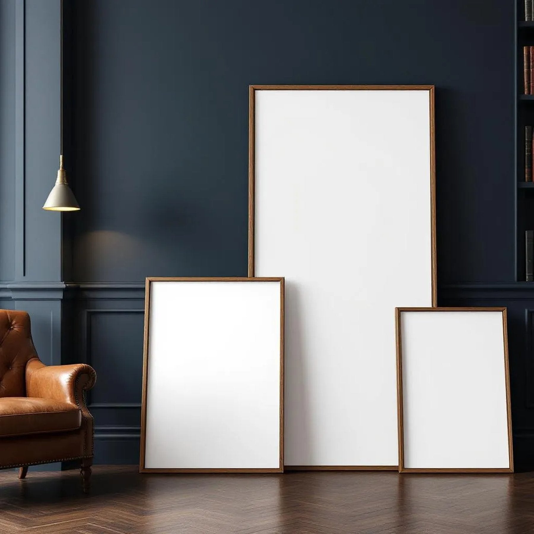 Library & Study Frame Display Mockup — Plain Square Frame Square 1:1 — Perspective View — #04405 | MockupBulk