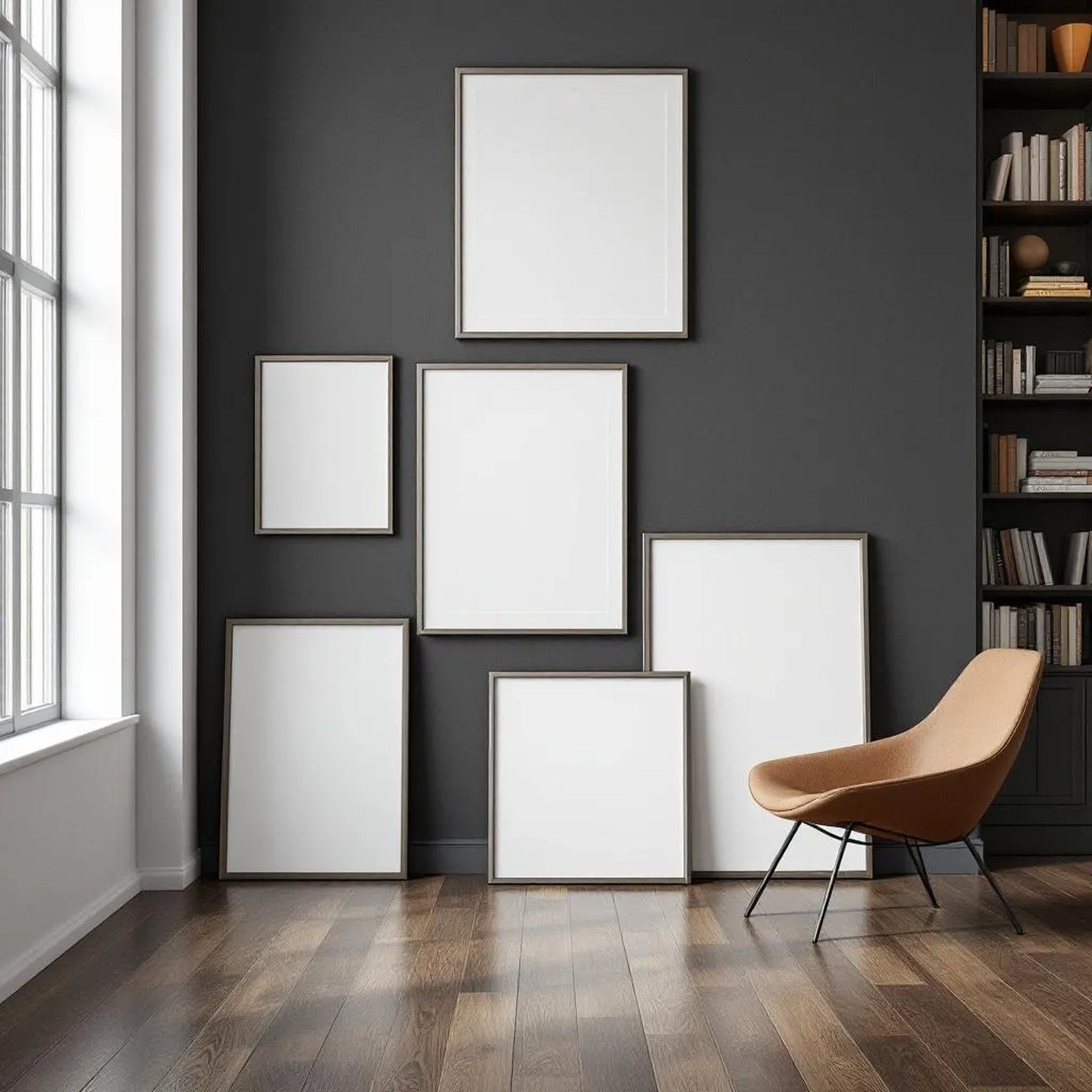 Library & Study Interior Frame Mockup — Plain Square Frame Square 1:1 — Perspective View — #04407 | MockupBulk