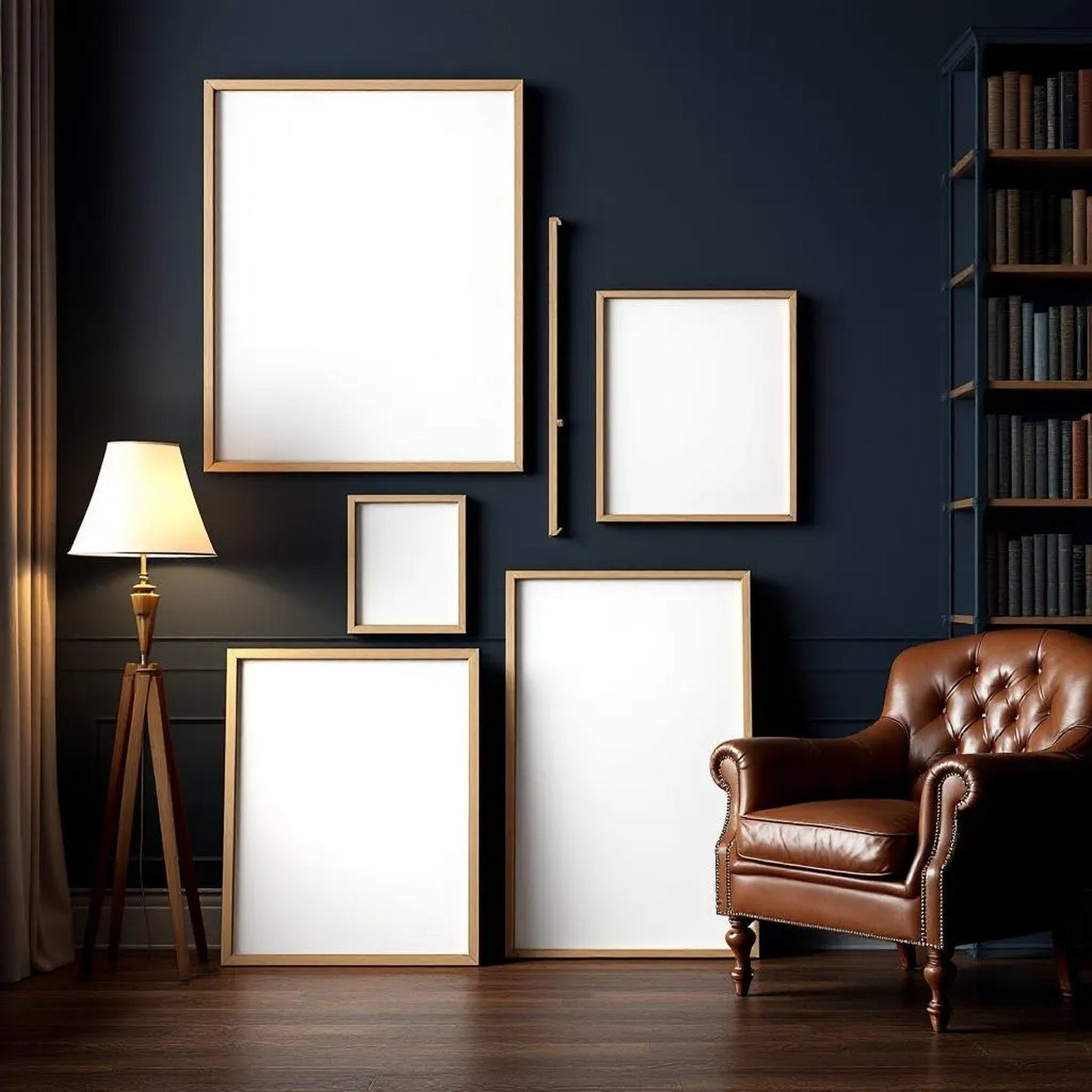 Library & Study Frame Display Mockup — Plain Square Frame Square 1:1 — Perspective View — #04408 | MockupBulk
