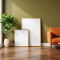 Mid-Century Modern Editorial Room Mockup — Plain Square Frame Square 1:1 — Perspective View — #04430 | MockupBulk