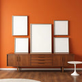 Mid-Century Modern Interior Frame Mockup — Plain Square Frame Square 1:1 — Perspective View — #04431 | MockupBulk