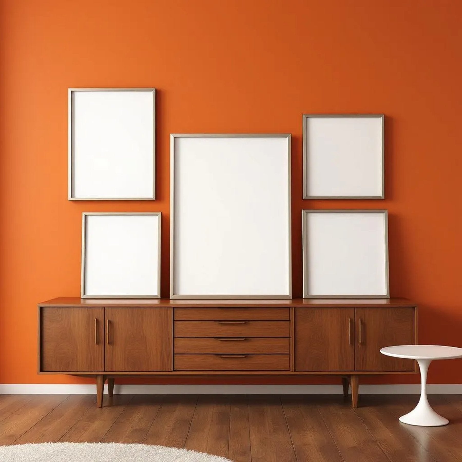Mid-Century Modern Interior Frame Mockup — Plain Square Frame Square 1:1 — Perspective View — #04431 | MockupBulk