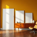 Mid-Century Modern Room Scene Mockup — Plain Square Frame Square 1:1 — Perspective View — #04435 | MockupBulk