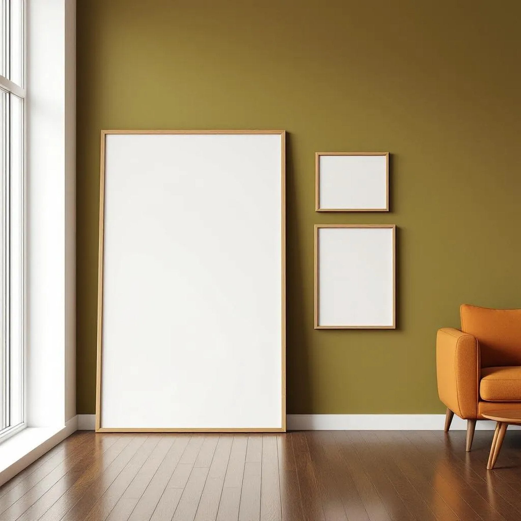 Mid-Century Modern Professional Frame Mockup — Plain Square Frame Square 1:1 — Perspective View — #04436 | MockupBulk