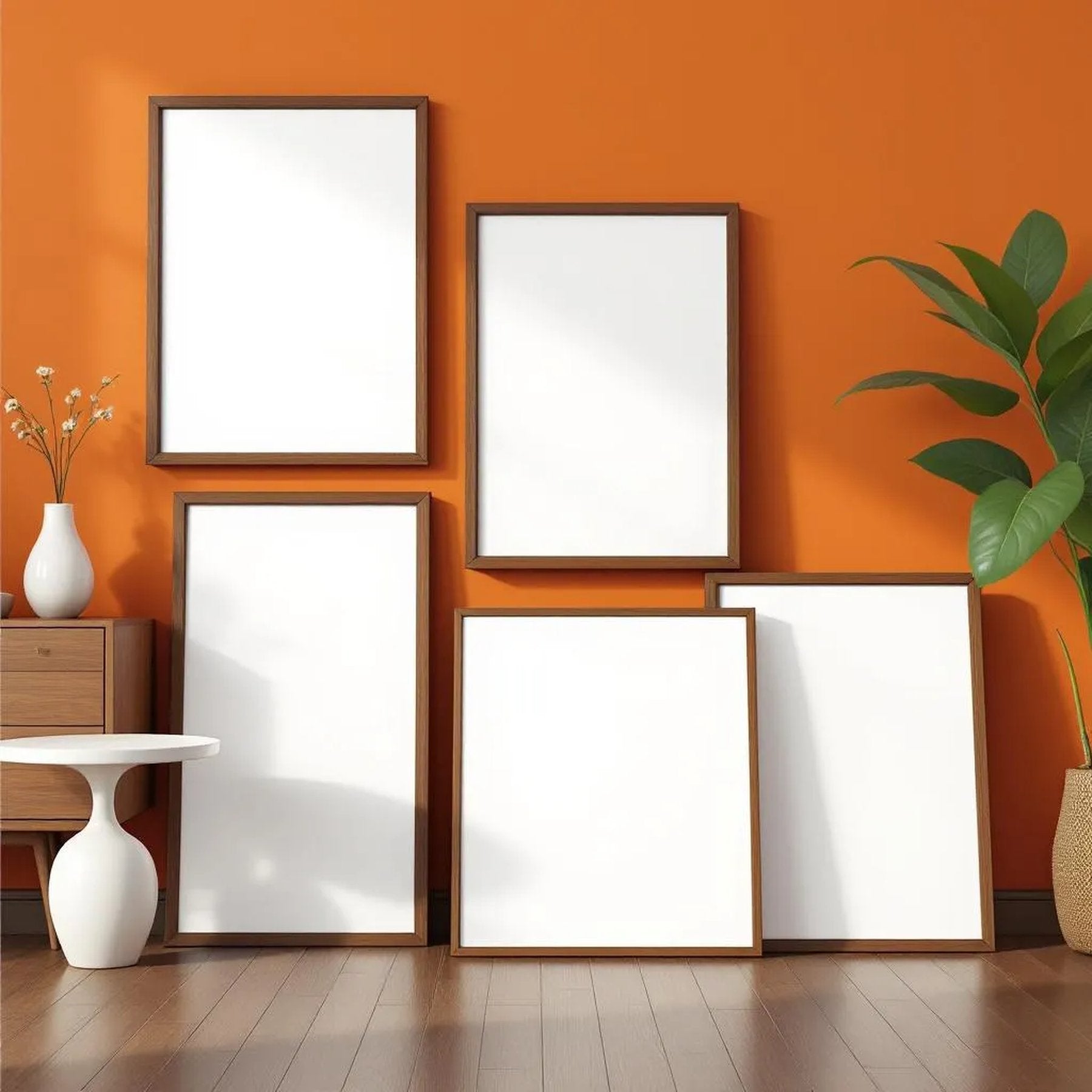 Mid-Century Modern Professional Frame Mockup — Plain Square Frame Square 1:1 — Perspective View — #04437 | MockupBulk