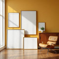 Mid-Century Modern Interior Frame Mockup — Plain Square Frame Square 1:1 — Perspective View — #04438 | MockupBulk