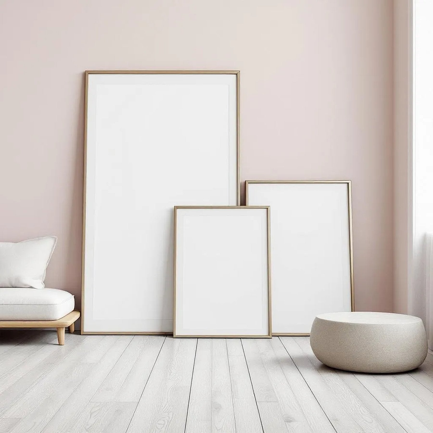 Minimalist White High-Res Frame Mockup — Plain Square Frame Square 1:1 — Perspective View — #04239 | MockupBulk