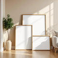 Minimalist White Interior Frame Mockup — Plain Square Frame Square 1:1 — Perspective View — #04240 | MockupBulk