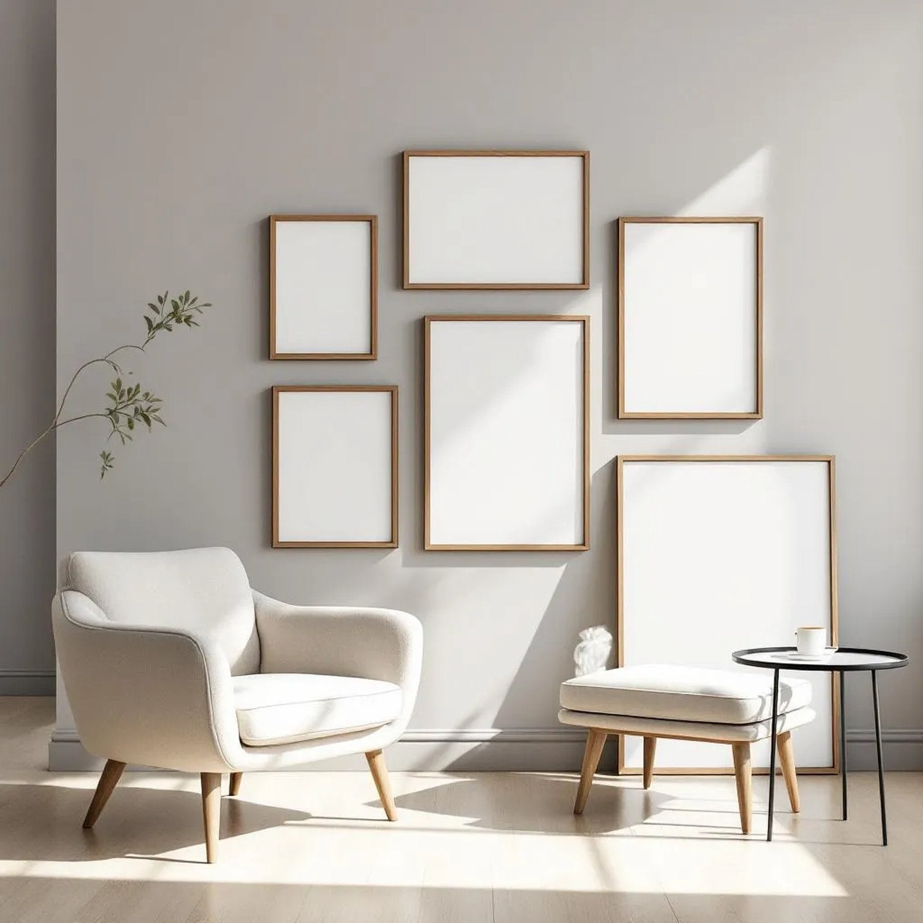 Minimalist White Premium Interior Mockup — Plain Square Frame Square 1:1 — Perspective View — #04241 | MockupBulk