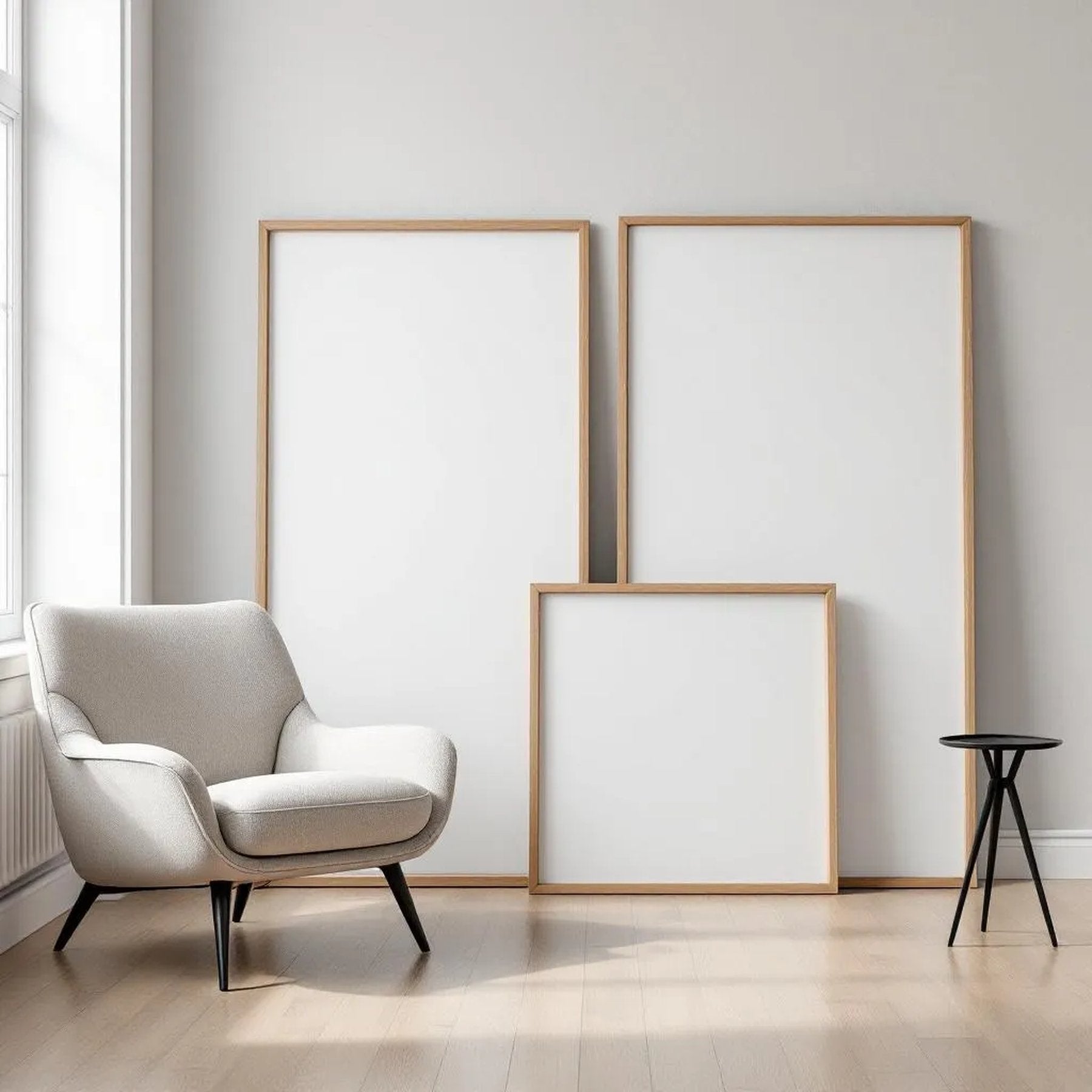 Minimalist White Premium Interior Mockup — Plain Square Frame Square 1:1 — Perspective View — #04244 | MockupBulk