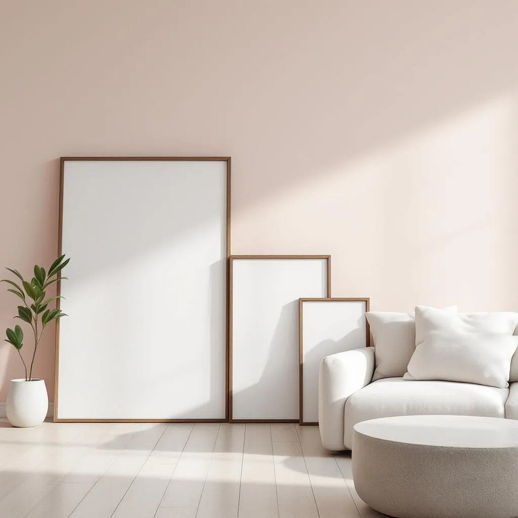 Minimalist White Styled Room Mockup — Plain Square Frame Square 1:1 — Perspective View — #04245 | MockupBulk