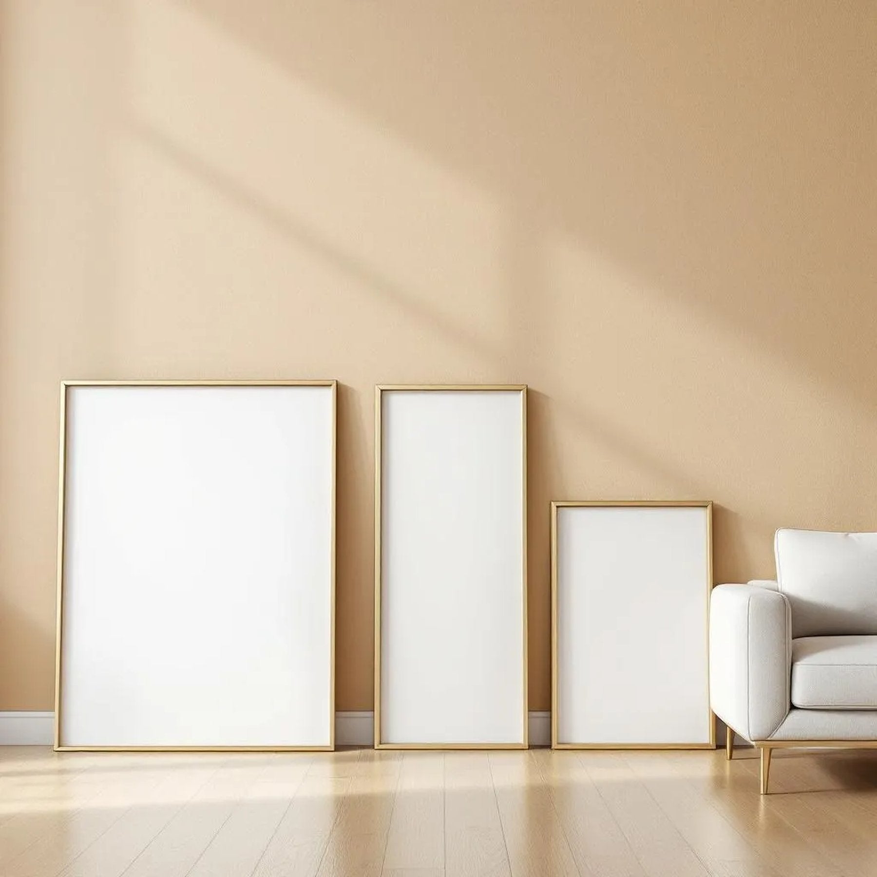 Minimalist White Wall Art Mockup — Plain Square Frame Square 1:1 — Perspective View — #04246 | MockupBulk