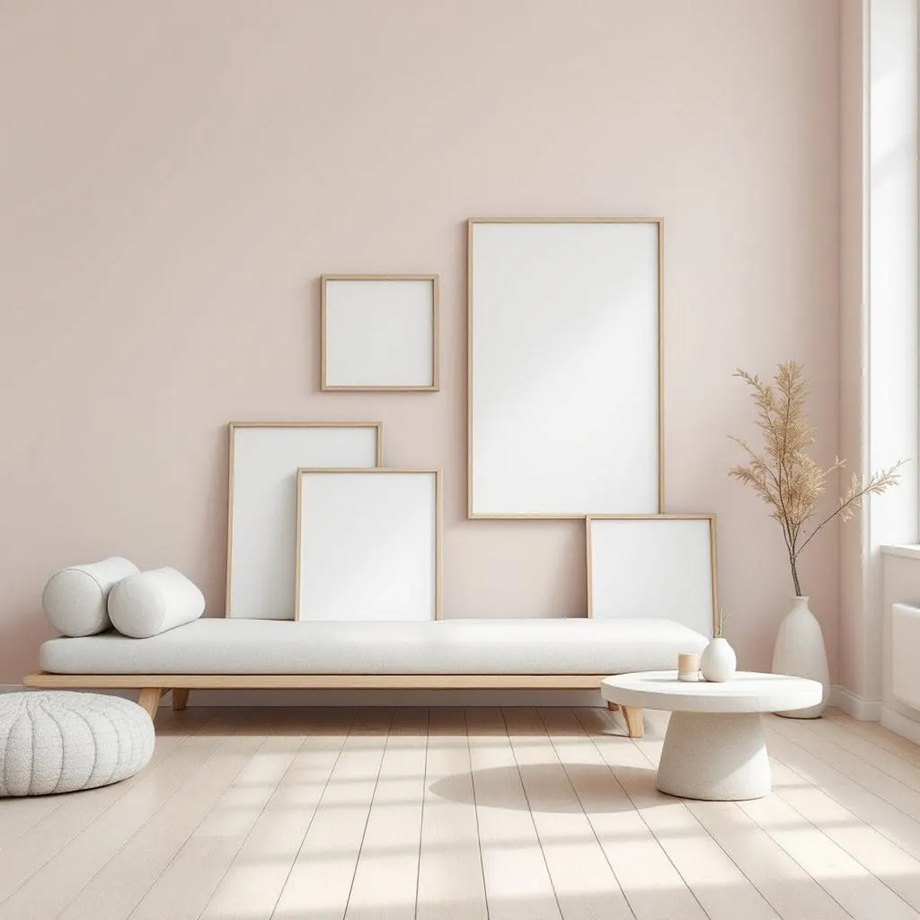 Minimalist White Frame Display Mockup — Plain Square Frame Square 1:1 — Perspective View — #04248 | MockupBulk