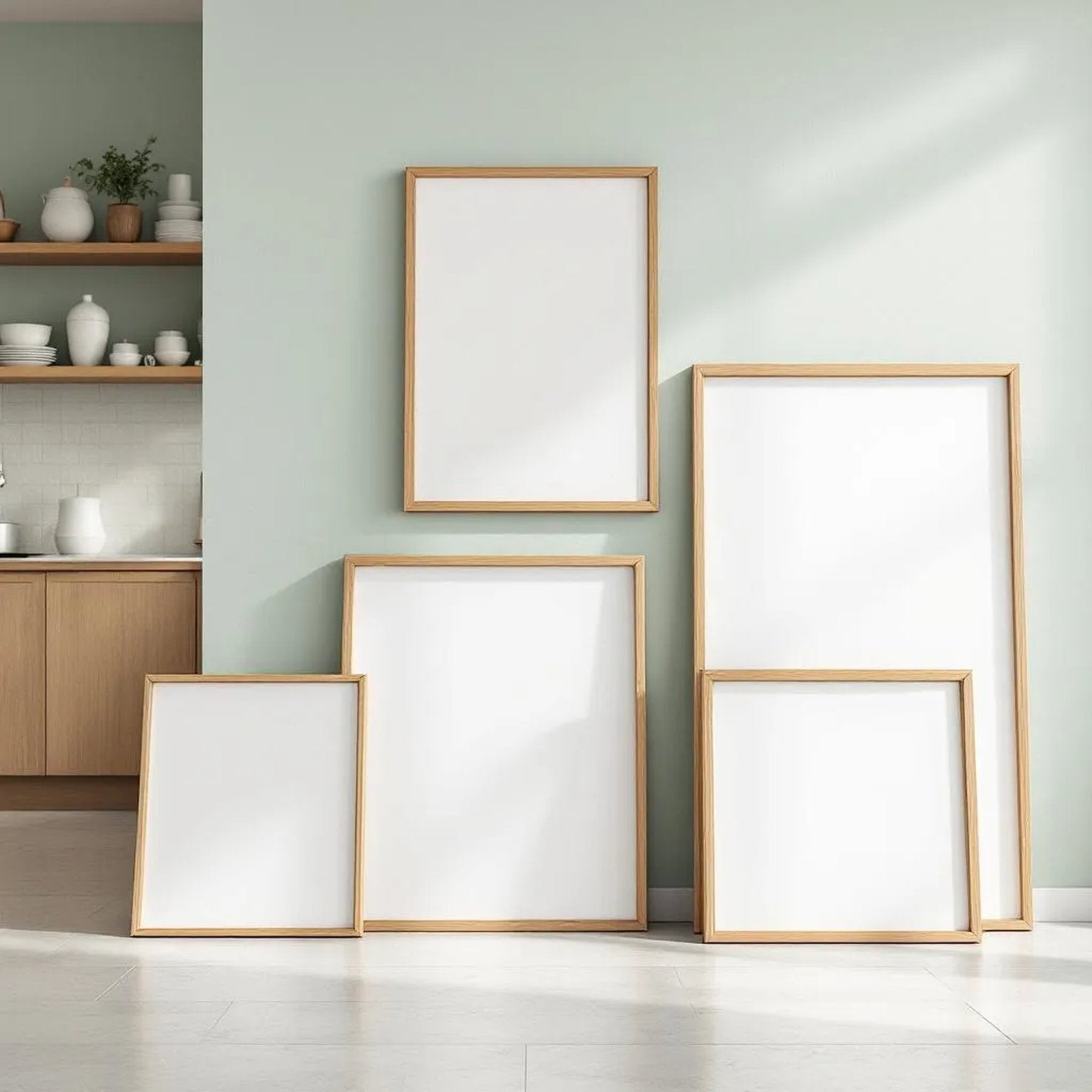Modern Kitchen Professional Frame Mockup — Plain Square Frame Square 1:1 — Perspective View — #04412 | MockupBulk