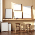 Modern Kitchen Premium Interior Mockup — Plain Square Frame Square 1:1 — Perspective View — #04413 | MockupBulk