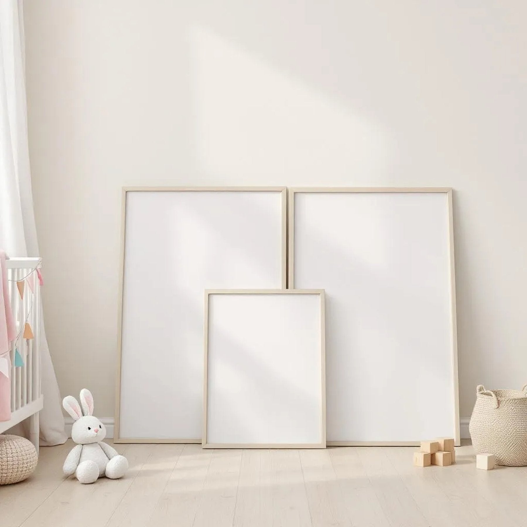 Nursery Interior Frame Mockup — Plain Square Frame Square 1:1 — Perspective View — #04319 | MockupBulk