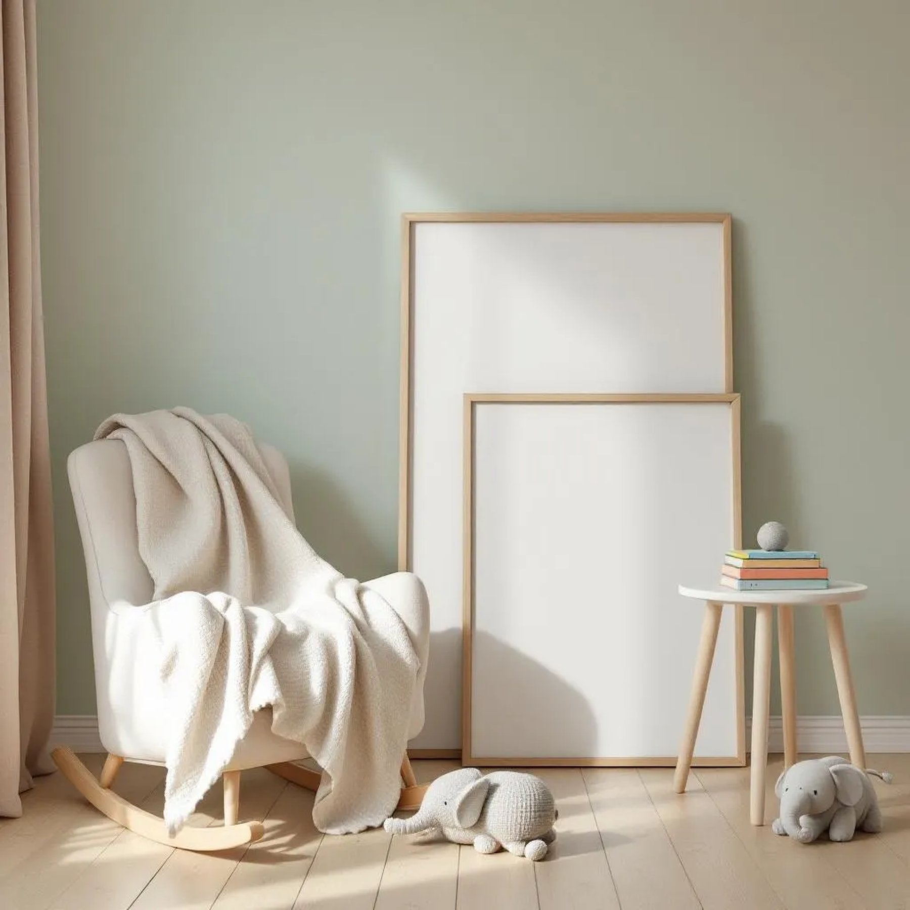 Nursery Room Scene Mockup — Plain Square Frame Square 1:1 — Perspective View — #04320 | MockupBulk