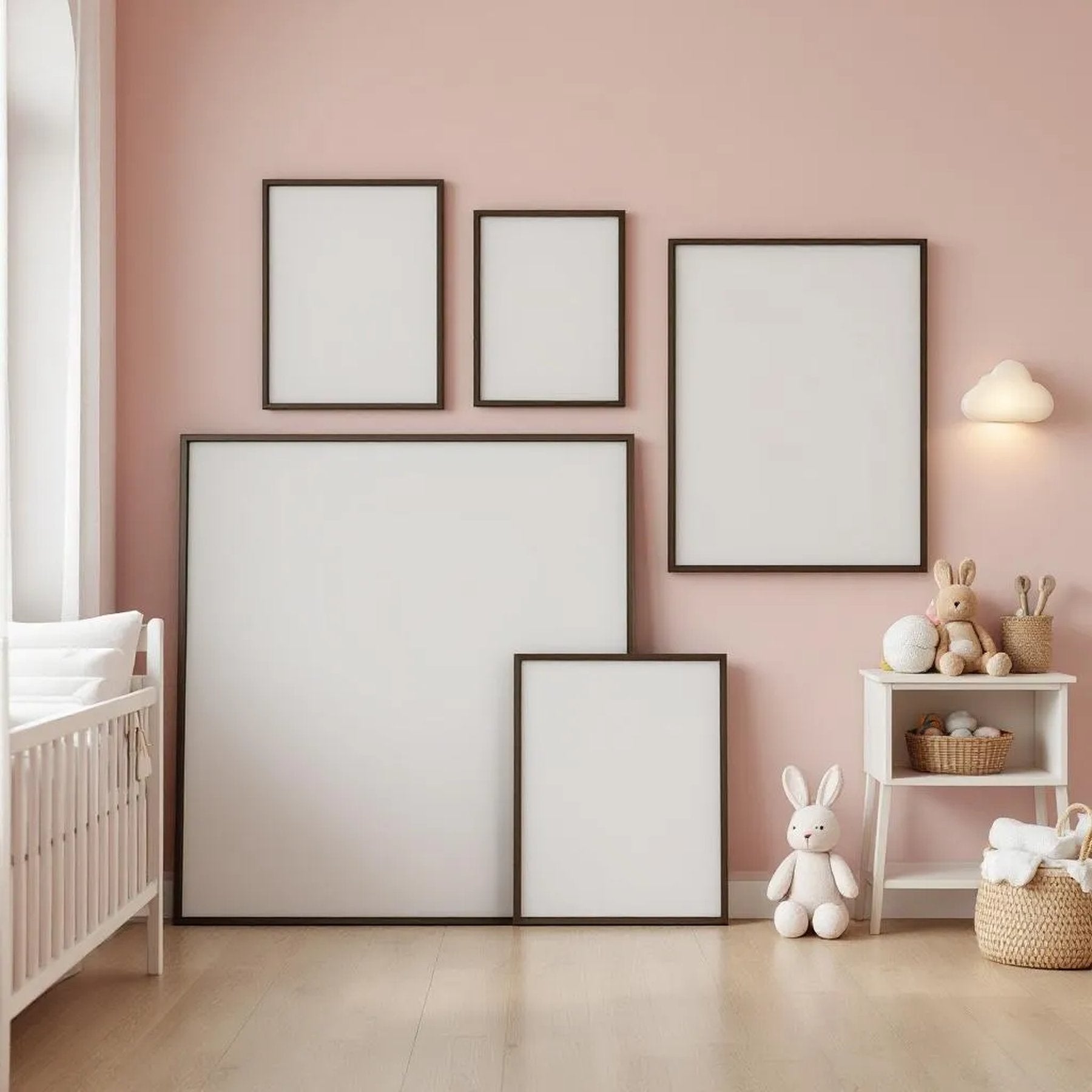 Nursery Wall Art Mockup — Plain Square Frame Square 1:1 — Perspective View — #04321 | MockupBulk