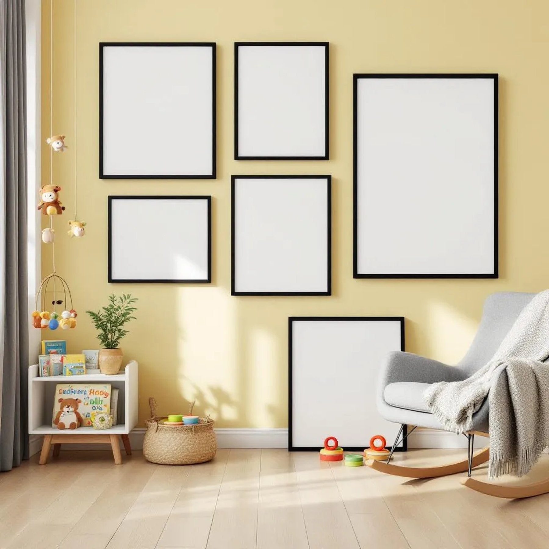 Nursery Professional Frame Mockup — Plain Square Frame Square 1:1 — Perspective View — #04322 | MockupBulk