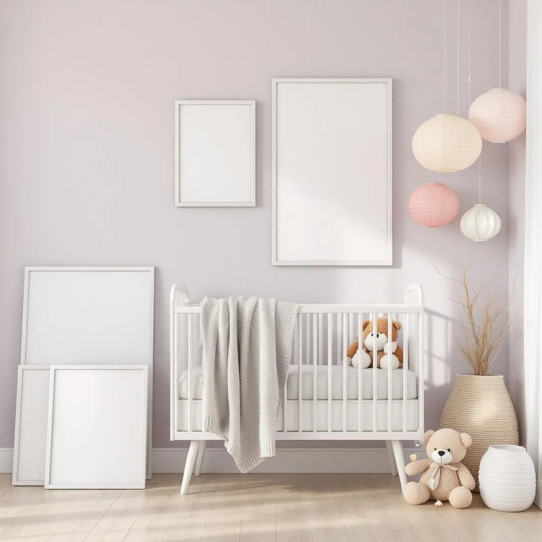 Nursery Styled Room Mockup — Plain Square Frame Square 1:1 — Perspective View — #04323 | MockupBulk