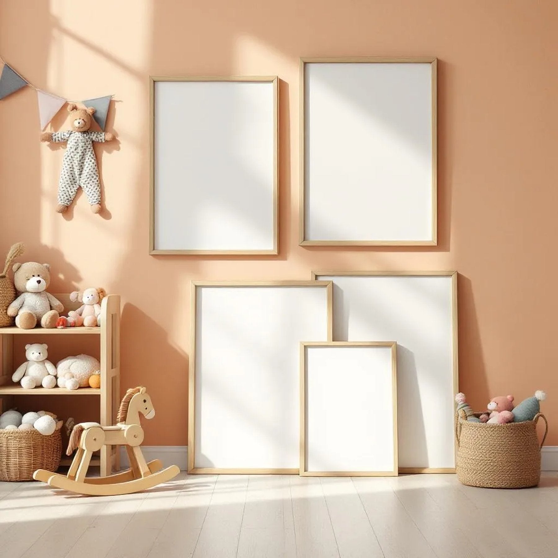 Nursery Premium Interior Mockup — Plain Square Frame Square 1:1 — Perspective View — #04324 | MockupBulk