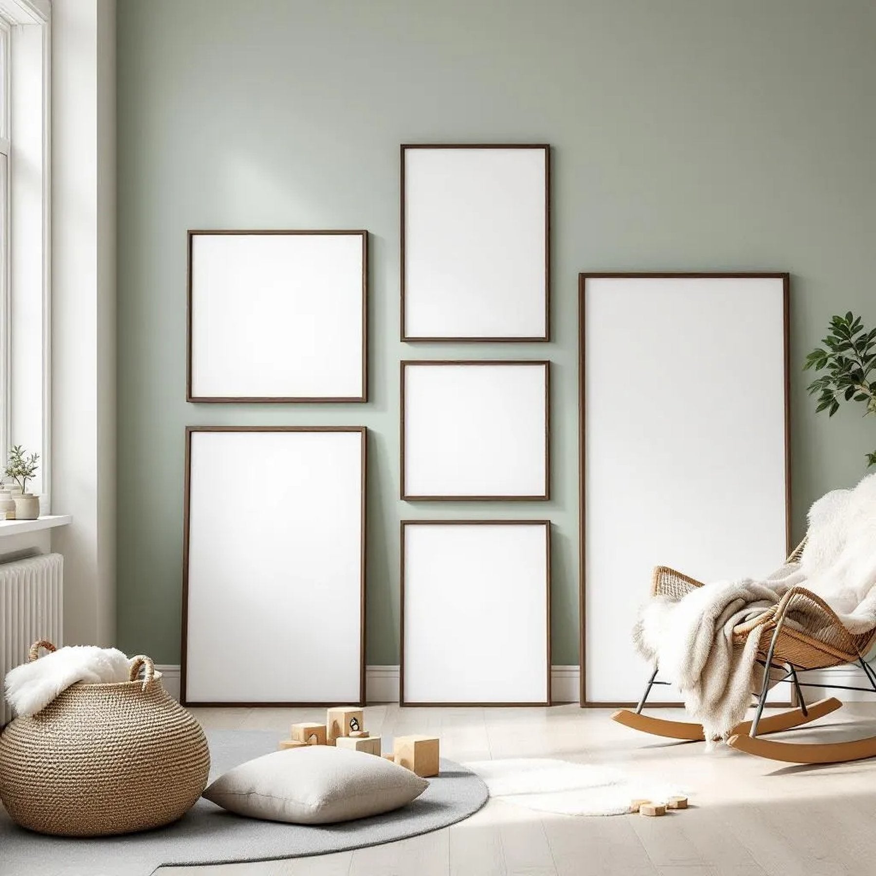 Nursery Wall Art Mockup — Plain Square Frame Square 1:1 — Perspective View — #04325 | MockupBulk