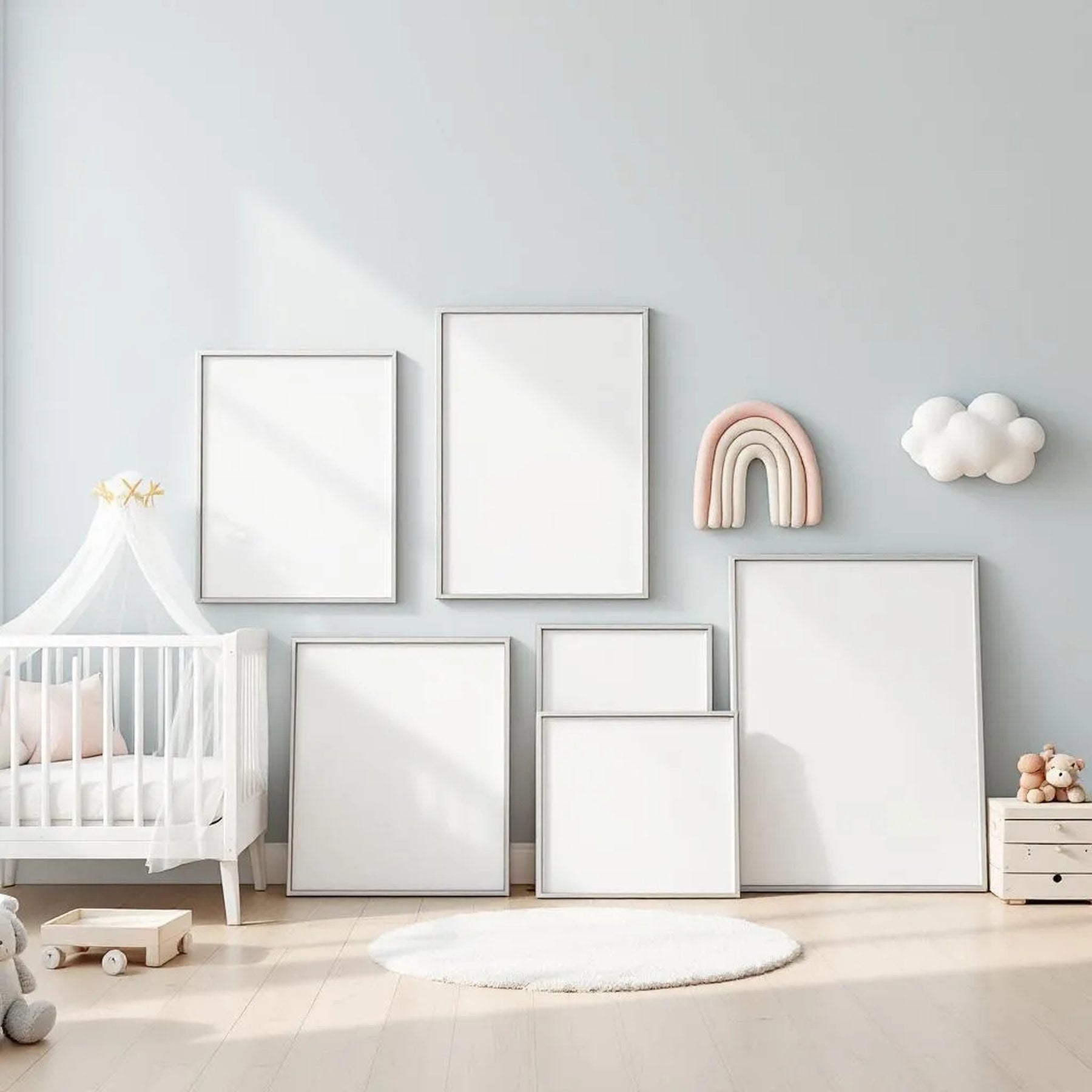 Nursery Styled Room Mockup — Plain Square Frame Square 1:1 — Perspective View — #04327 | MockupBulk